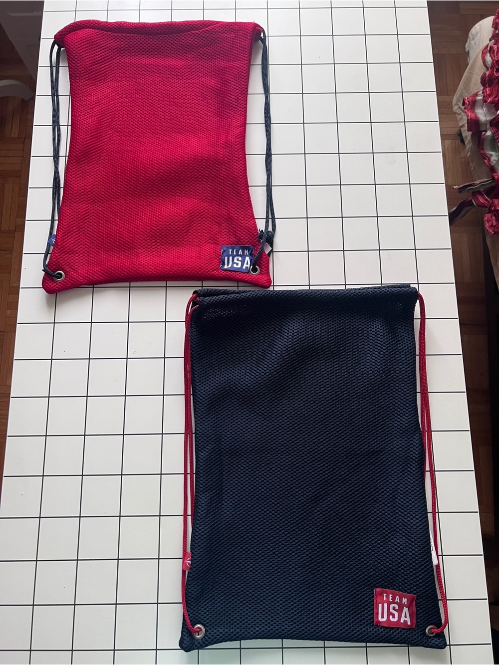 Team USA Red & Navy Mesh Drawstring Bags - Set of 2 NWOT